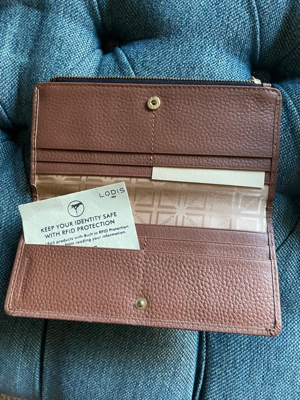 NEW Lodis Women’s brown, pebbled, leather wallet